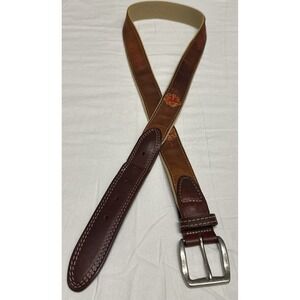 YRI Men Size 40/100cm Berkeley Hills CC Logo Belt Leather Made In USA Brown